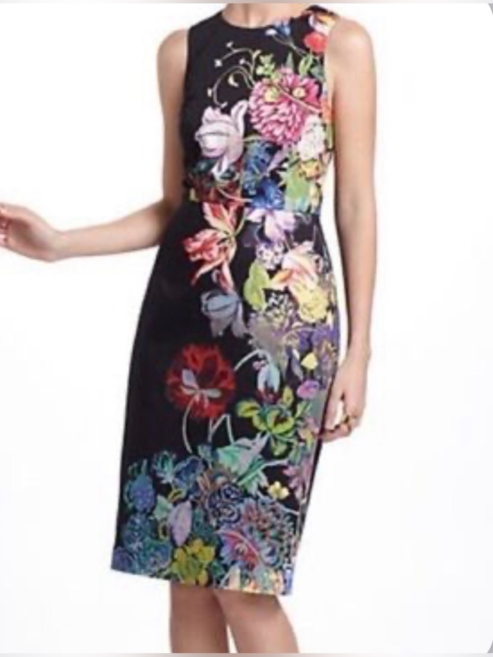 ANTHRO Leifsdottir 0 COTTON Capsule Black Floral Sleeveless Sheath Wedding Dress